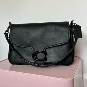Coach Black Leather Flap Shoulder Bag